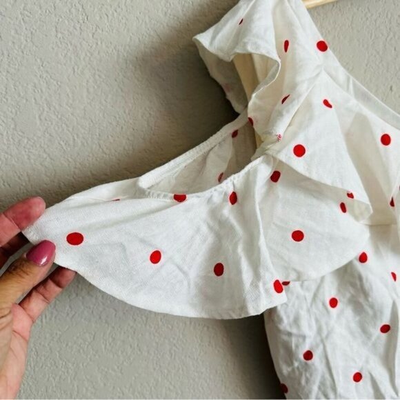 Miami Piper Cold Shoulder Polka Dot Blouse Size Small - Picture 5 of 8